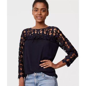 navy blue lace blouse